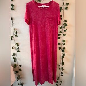 Time and Tru | Women's Hot Pink Casual Maxi Dress